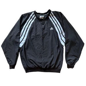 Flawless 90s/Y2K Adidas pullover windbreaker w/ classic black-white stripes